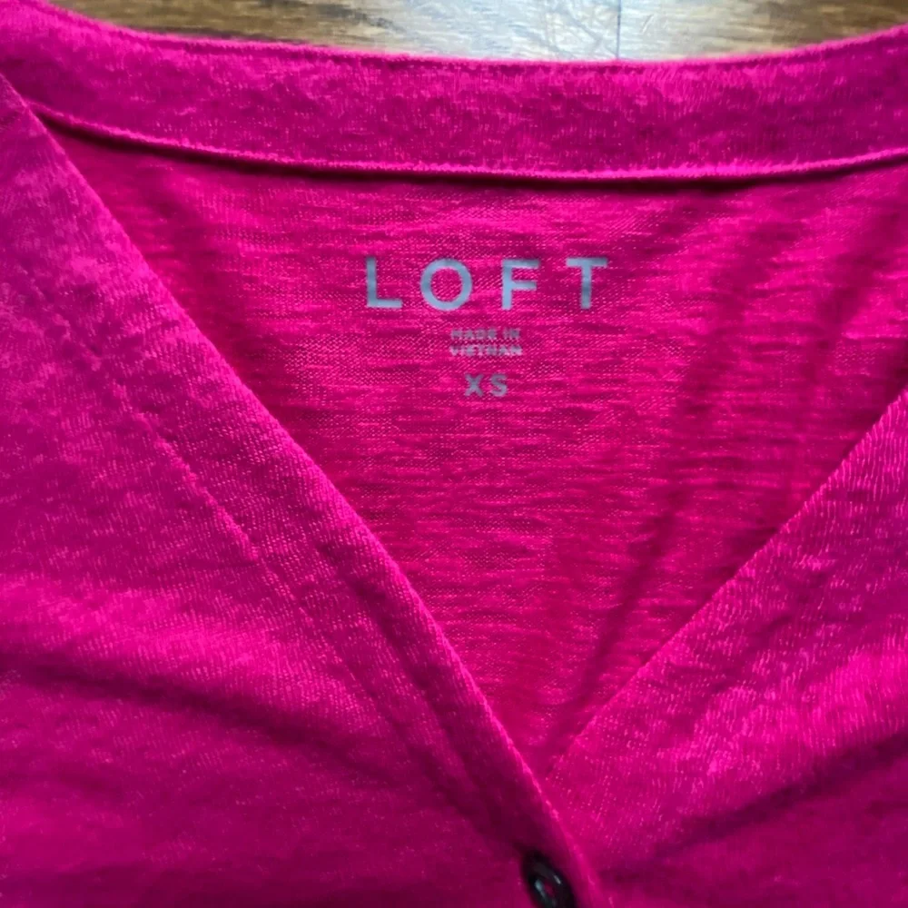 LOFT XS Pink Tie-Front Cardigan | V-Neck Button Top NWOT.
